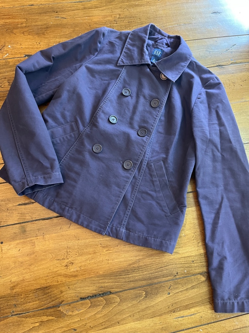 GAP Navy Double-Breasted Cotton Peacoat